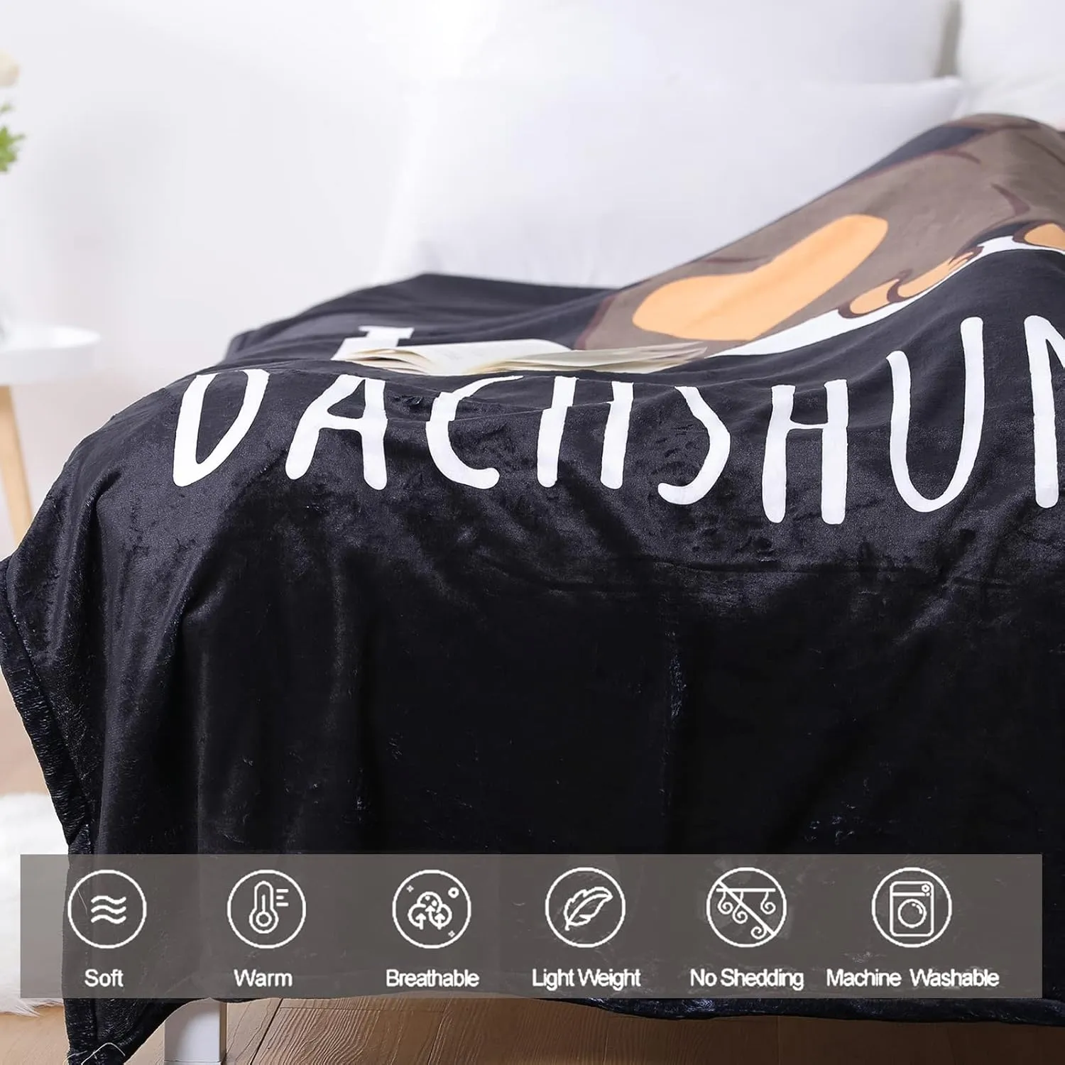 Dachshund Blanket, I Love Dachshunds Soft Flannel Twin Throw Cozy Wiener Dog Blankets Animal Pet Stuffed Gifts for Women Dog Lovers (Dachshund 4, 60"x 80")