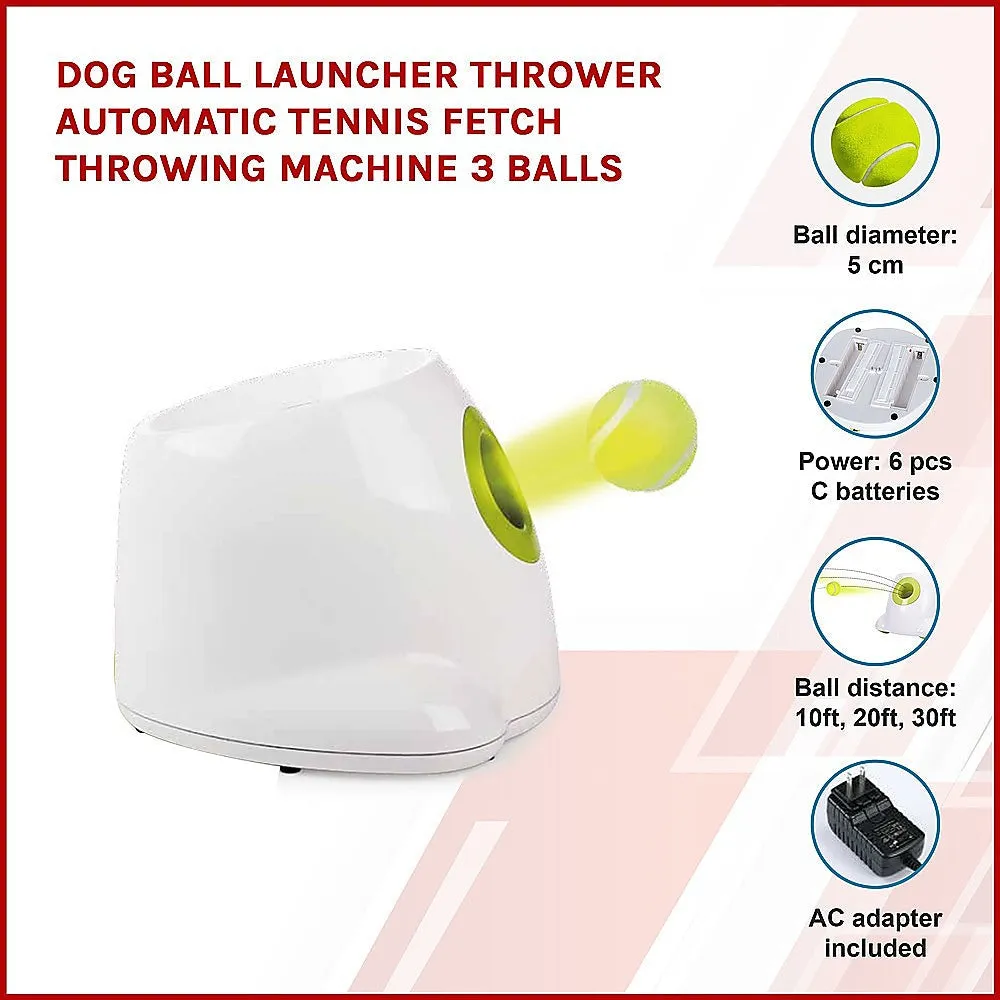 Dog Ball Launcher Thrower Automatic Tennis Fetch Machine with 3 Balls