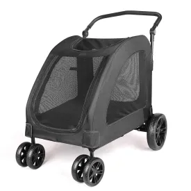 Dog Stroller Foldable Pet Jogger Strollers for Single or Multiple Medium and Large Dogs Travel Carrier Breathable Animal Stroller with 4 Wheels, Adjustable Handle, Zipper Entry,Up to 160 lbs (Black)