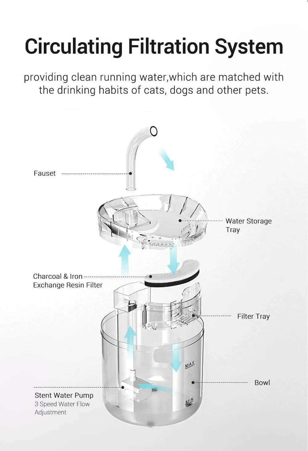Filtered water fountain for your pet