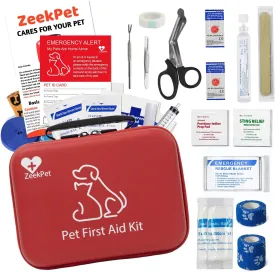 First Aid Kit for Dog and cat - Home Outdoor Hiking Car Emergency Kit EVA Waterproof Pet Travel Kit with Tick Remover, Slip Leash&Pet Emergency Card