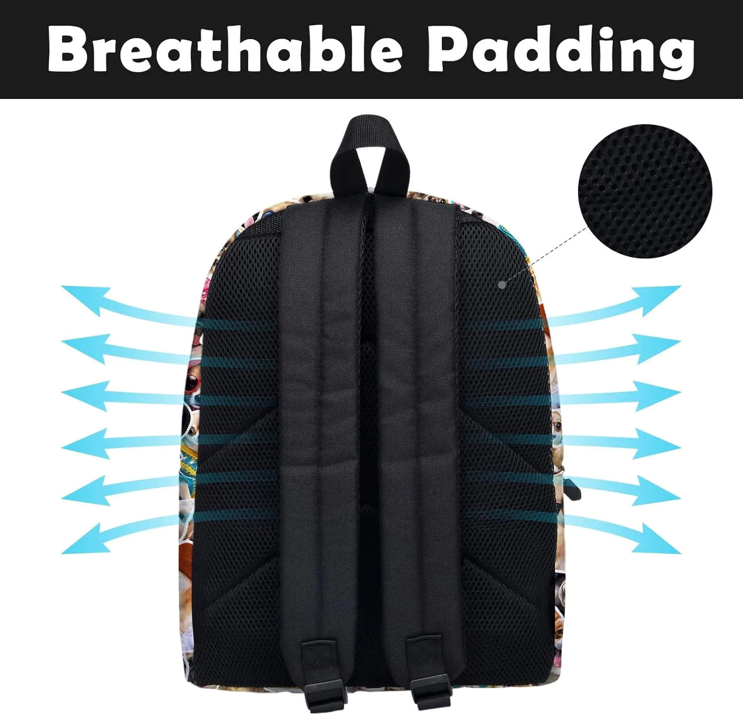 Funny Dog School Backpack for Girls Boys, Dog Backpack for School Kids Bookbag, 16 Inch Animals Theme Laptop Back Pack for Travel Hiking Camping