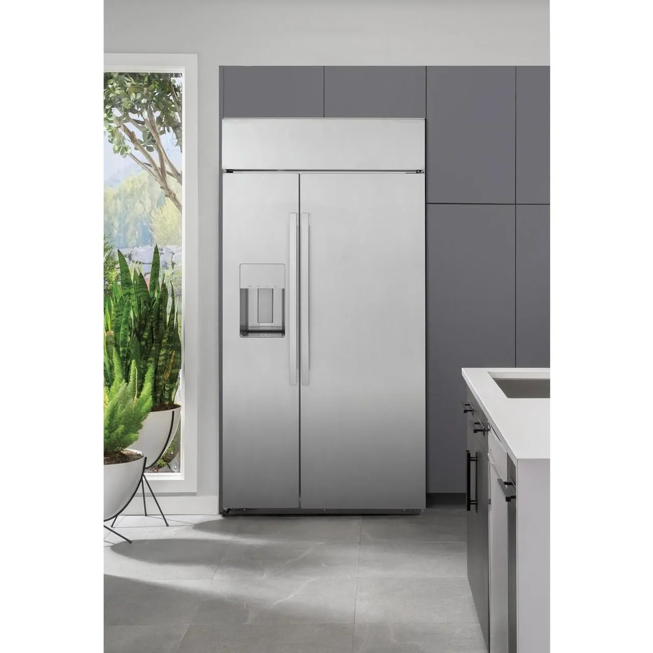 GE Profile 48-inch, 28.7 cu. ft. Side-by-Side Refrigerator with Dispenser PSB48YSNSS