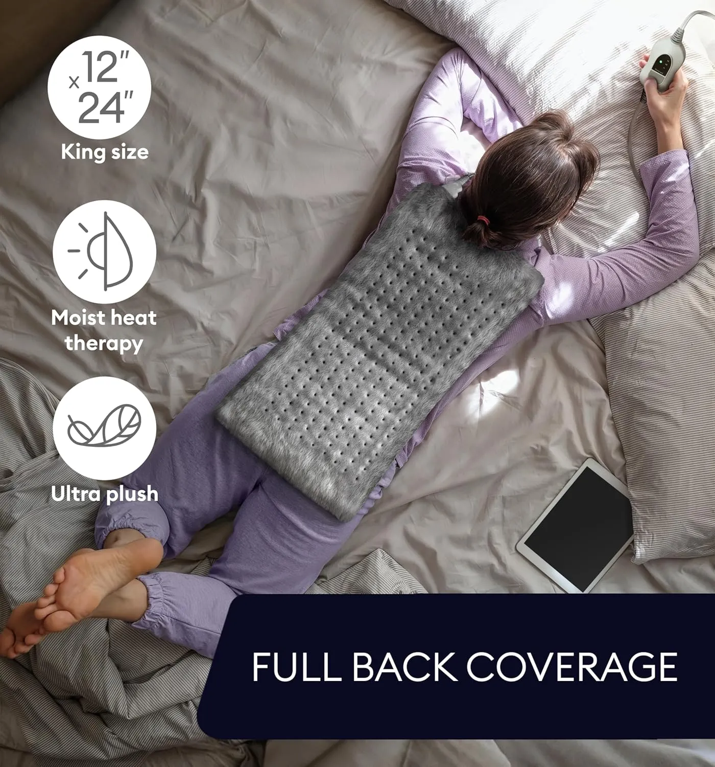 GENIANI Large Electric Heating Pad for Back Pain & Cramps Relief, Mothers Day & Birthday Gifts for Women Mom, FSA HSA Eligible, Auto Shut Off, Machine Washable, Heat Pad for Neck & Shoulder, 1224"