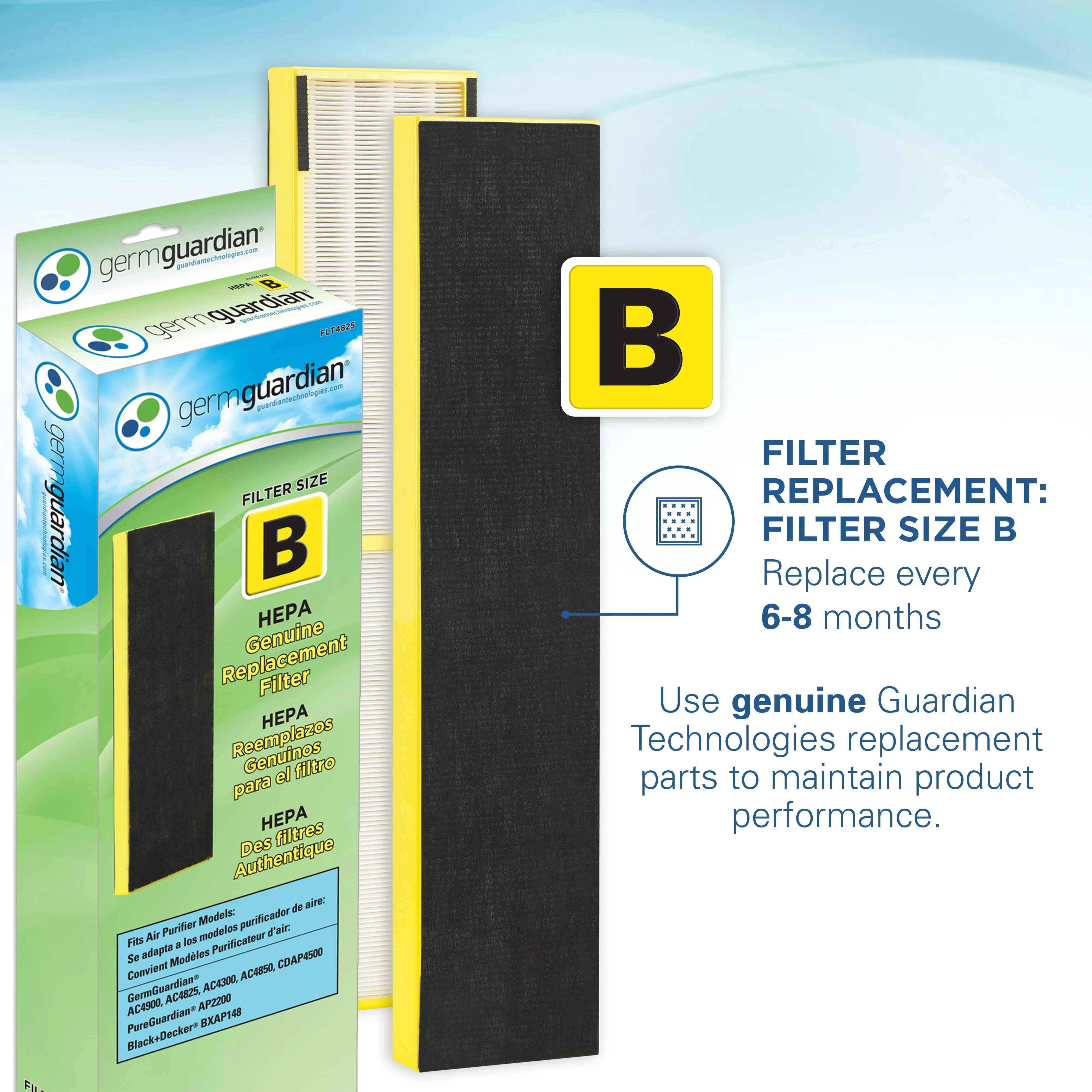 GermGuardian Air Purifier with HEPA Filter, Wi-Fi & Bluetooth, UV-C, 148 Sq. ft., CDAP4500BCA