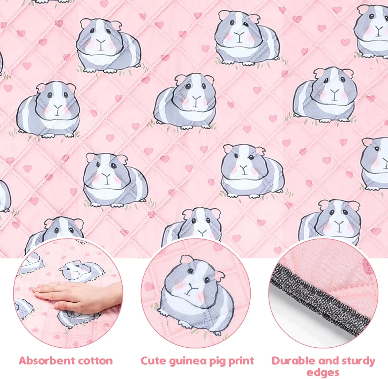 Guinea Pig Cage Liners Waterproof Guinea Pig Pee Pads, Digital Print Washable Reusable & Anti Slip Guinea Pig Bedding Fast and Super Absorb Water for Small Animals Rabbit Hamster Rat