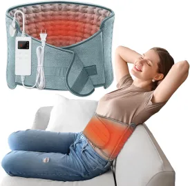 Heating Pad for Back Pain Relief Period Cramp, 12"x24" Heating Pads with 20" Waist Belt, Adjustable 6H Auto Off & 6 Heat Levels & 4 Timers, Soft Electric Heat Pad for Neck Shoulders Pain Relief(Grey)