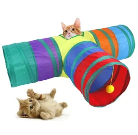 Interactive Cat Tunnel Collapsible Practical Cat Tunnel Outdoor Pet Exercising Training Toy