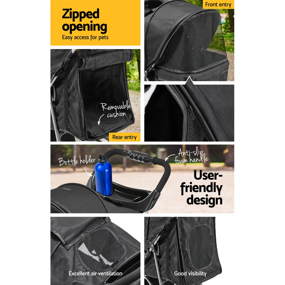 i.Pet 4 Wheel Stroller for Pets - Black