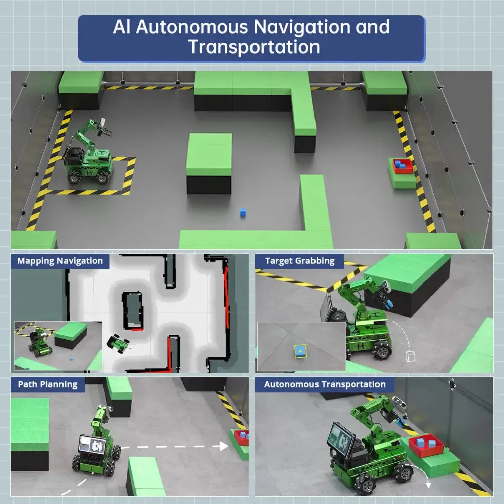 JetRover ROS Robot Car with Vision Robotic Arm Support SLAM Mapping/ Navigation (Advanced Kit with Raspberry Pi 5 8GB, Mecanum Chassis, Lidar A1)