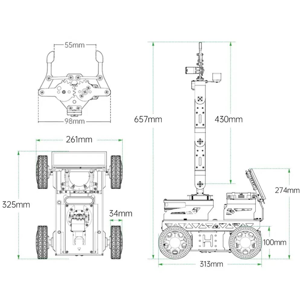 JetRover ROS Robot Car with Vision Robotic Arm Support SLAM Mapping/ Navigation (Developer Kit with Jetson Nano 4GB, Ackerman Chassis, LiDAR A1)
