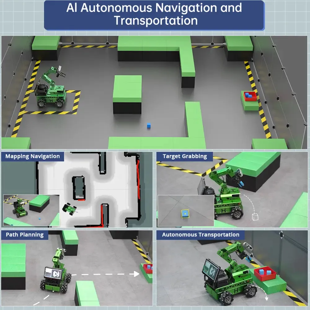 JetRover ROS Robot Car with Vision Robotic Arm Support SLAM Mapping/ Navigation (Developer Kit with Jetson Nano 4GB, Mecanum Chassis, LiDAR A1)