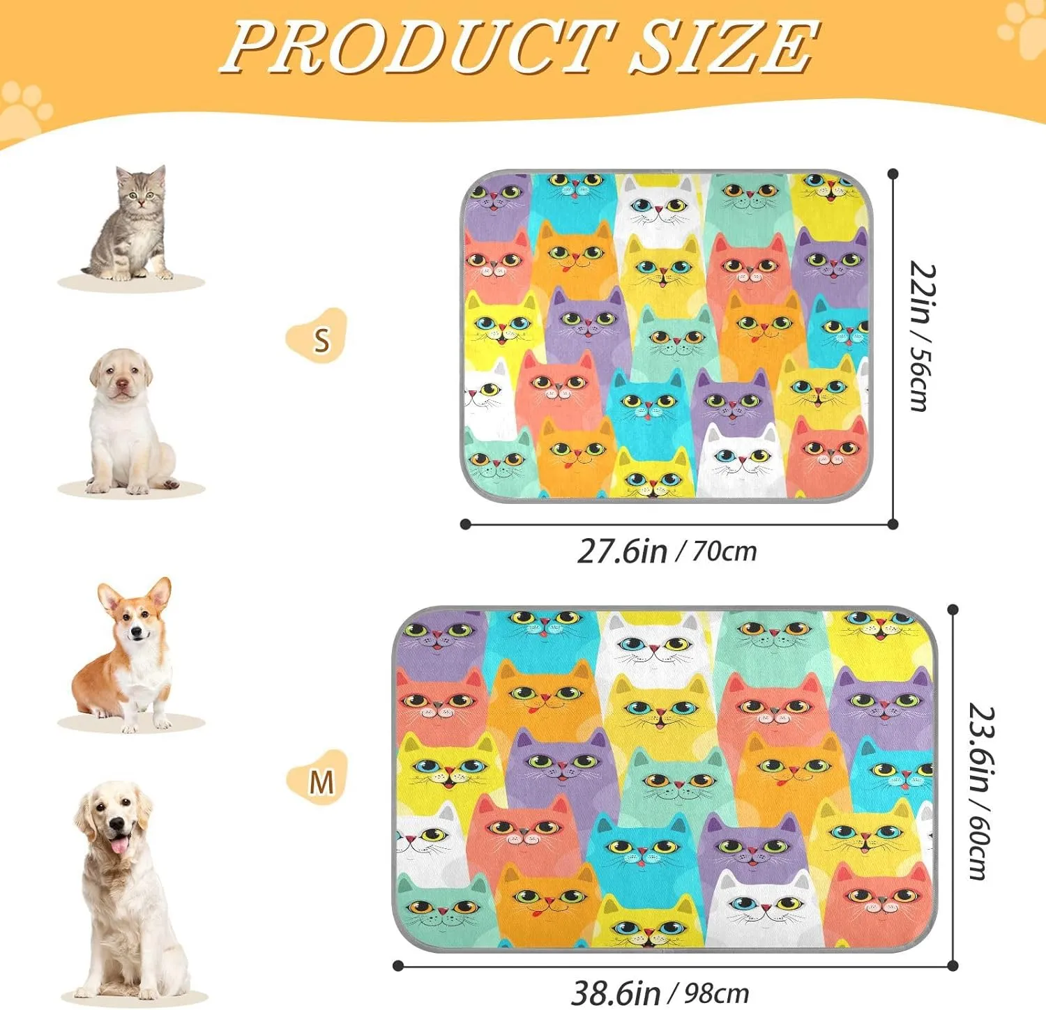 JSTEL Cat Cooling Pad Ice Silk Cooling Mat Washable Pet Cooling Mat Folding Summer Sleeping Mat 23.6x38.6 inch, Non-Toxic Gel, No Water or Electricity Needed for This Dog Cooling Pad,6