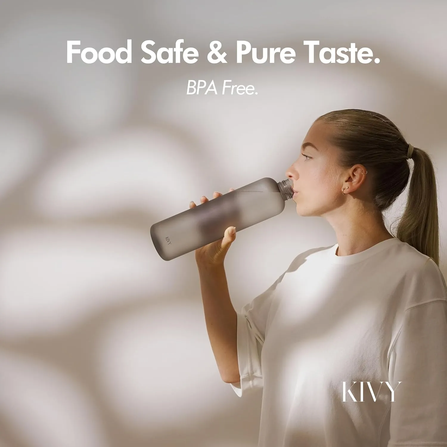 KIVY Clear water bottle 32oz [Lightweight & Shatterproof] Fits Backpack & Cupholder for Travel, Sports, School, Gym - Cute water bottle aesthetic - Cherry Edition