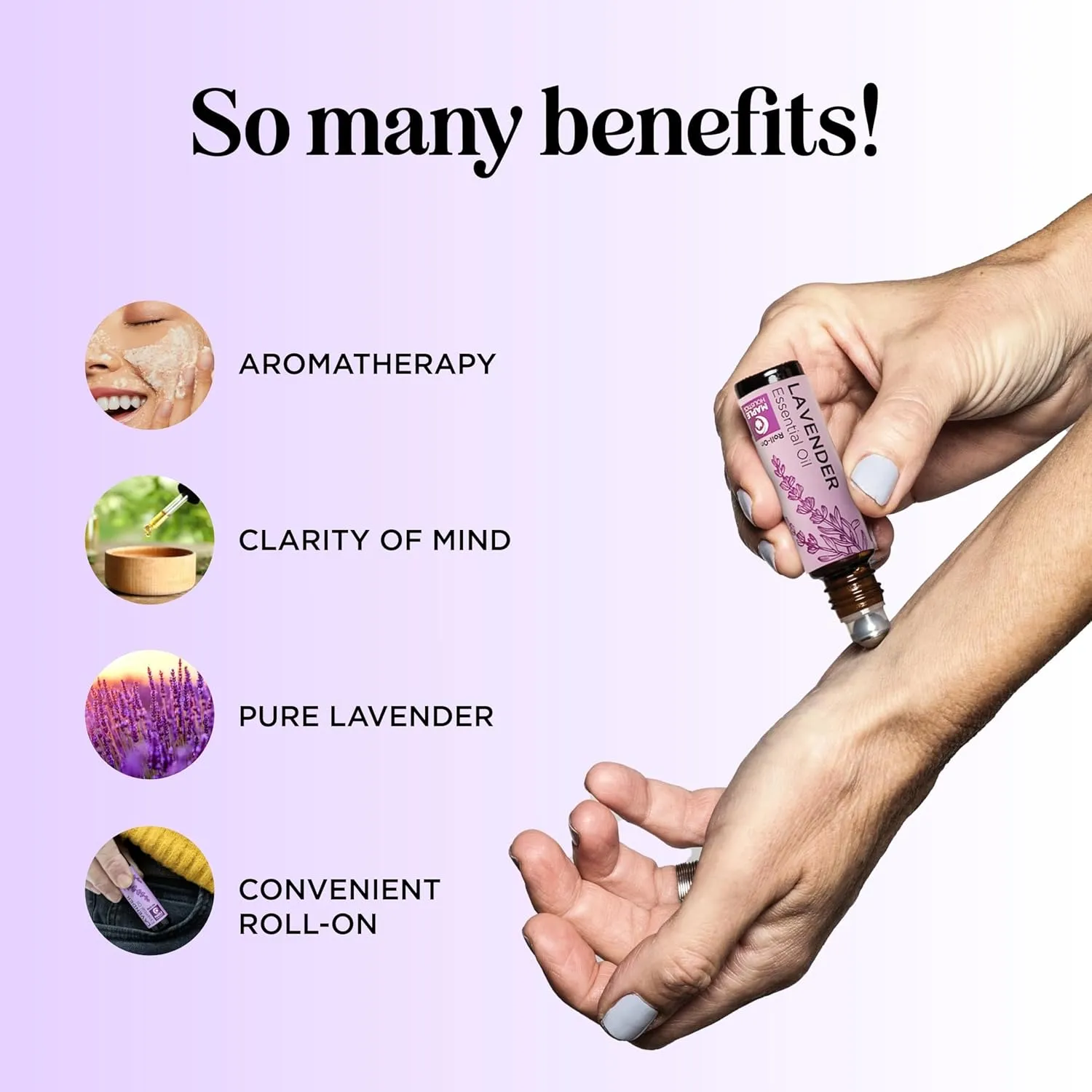 Lavender Essential Oil Roll On - Calming Aromatherapy Oil Roller for Sleep Headaches and Relaxation - Natural Pre-Diluted Sleep Oil for Nighttime Relaxation with Lavender Essential Oil for Skin