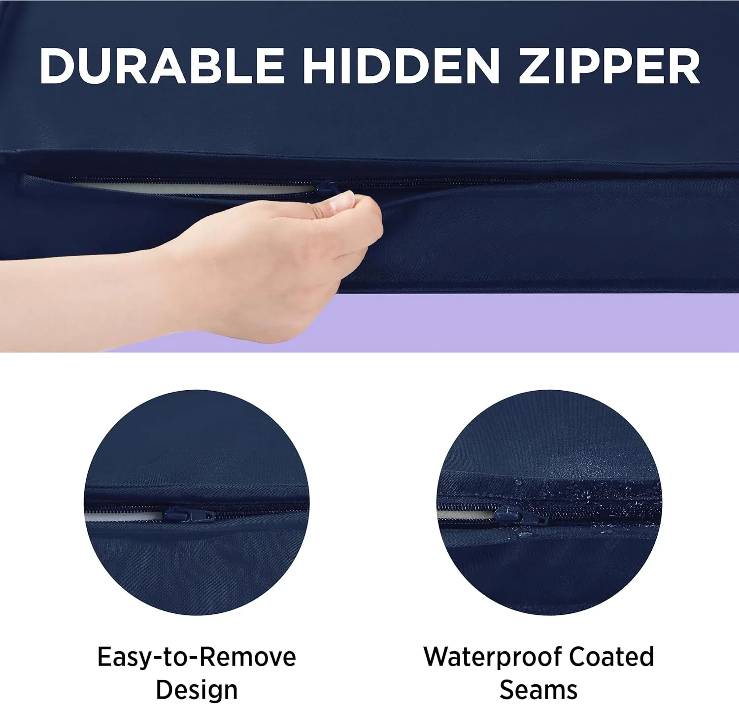 Lesure Water-Resistant Dog Bed Cover - Large Washable Replacement Cover for Pet Mat 36x27x3 Inches, Navy