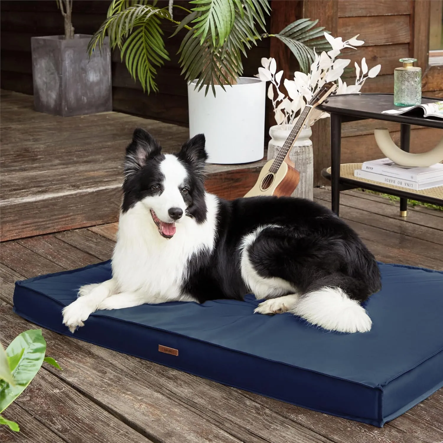 Lesure Water-Resistant Dog Bed Cover - Large Washable Replacement Cover for Pet Mat 36x27x3 Inches, Navy