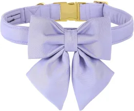 Maca Bates Dog Collar with Bow for Dogs Lavender Collars Solid Colors Sailor Bow Tie Purple Adjustable Soft Durable Breakaway Violet Lilac Orchid Colar for Small Medium Large XL Girl Female Puppy