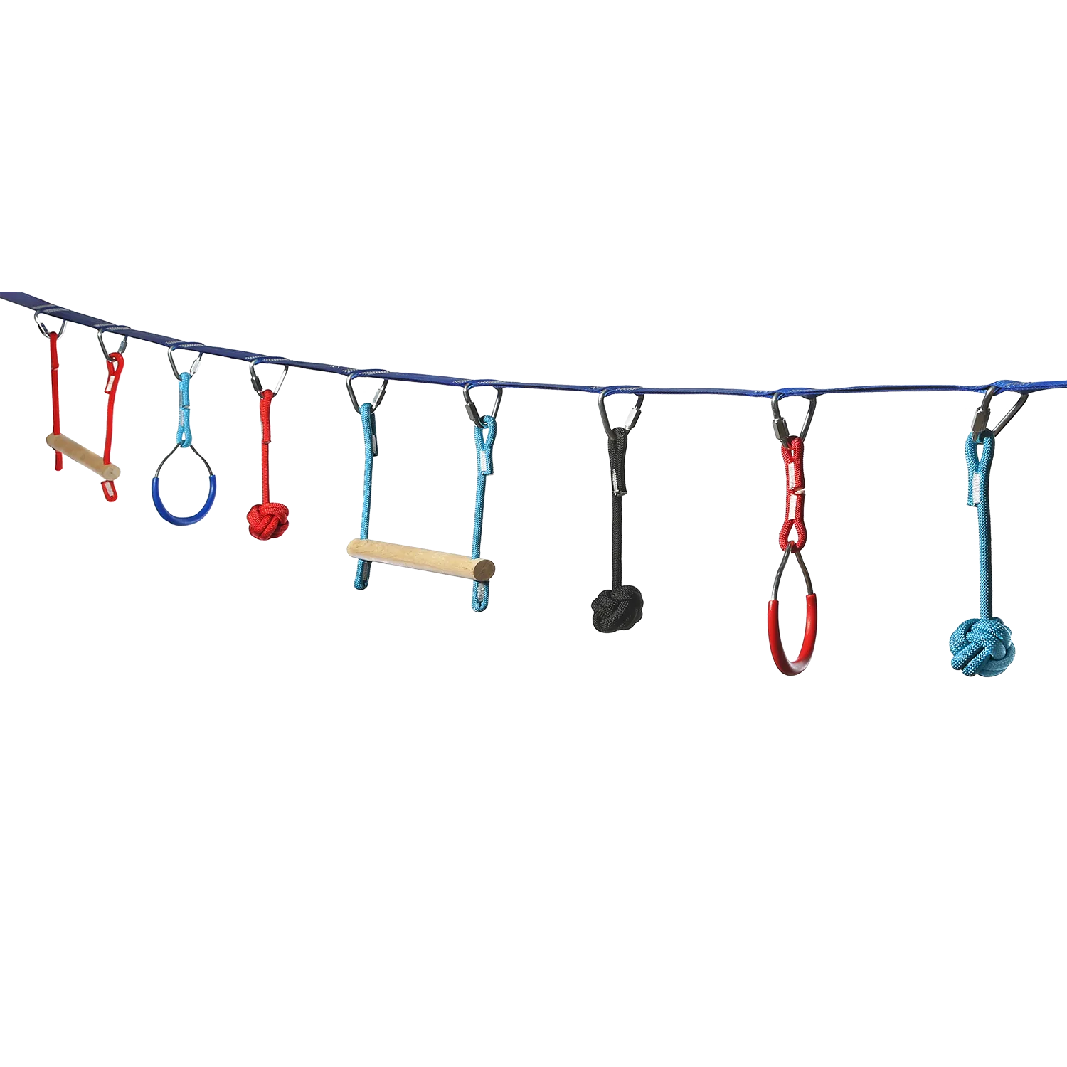 Mega Slack Line Hanging Obstacle Course with Climbing Ladder