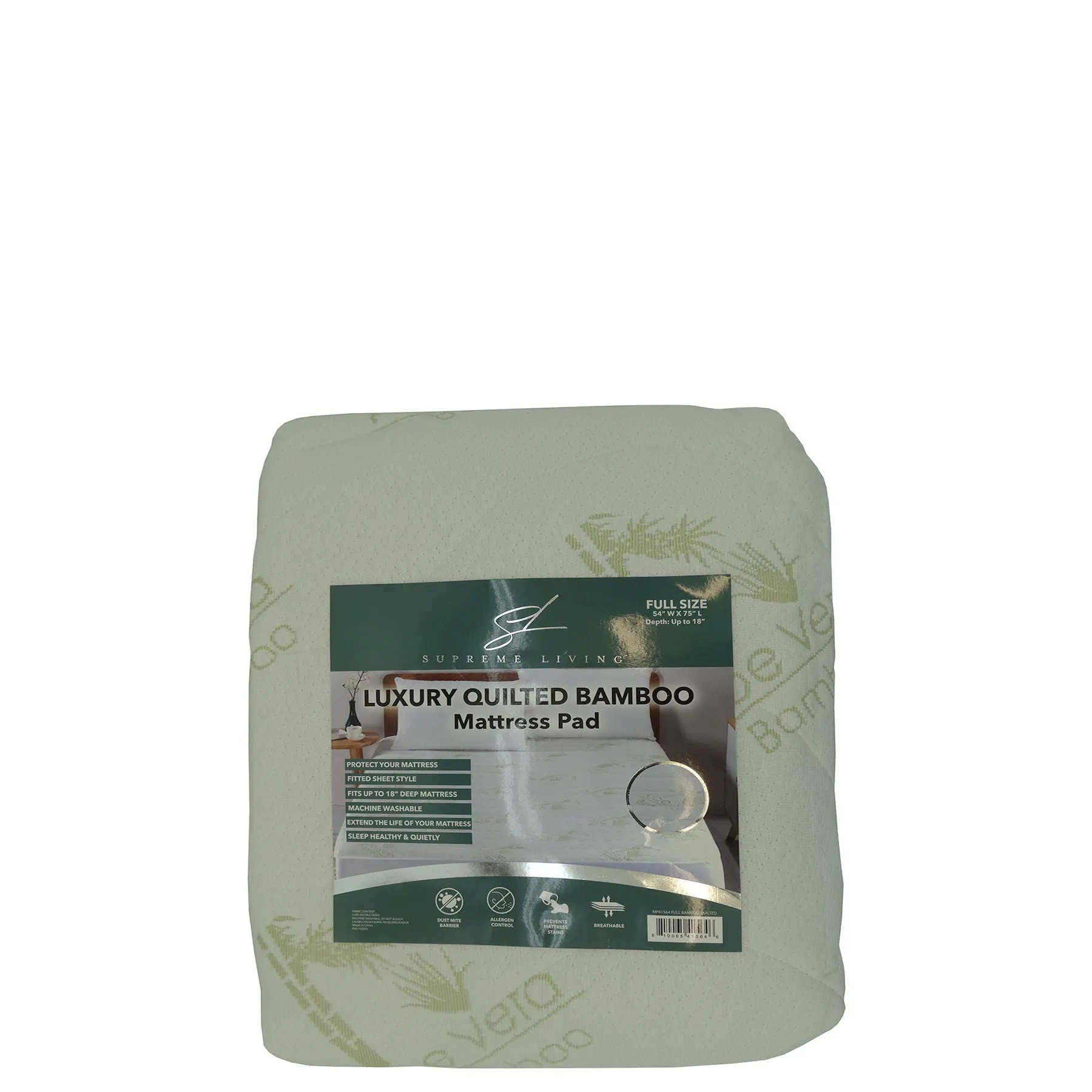 MP41564, Luxury Full Quilt Bamboo Mattress Pad