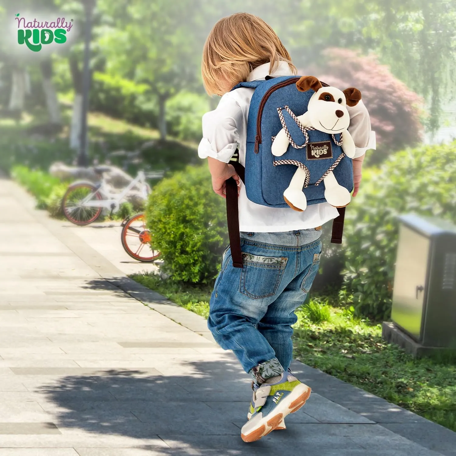 Naturally KIDS Dog Backpack, Dog Toys for Toddlers, Toddler Stuffed Animals Gifts for 2 3 4 5 Year Old Girl Boy