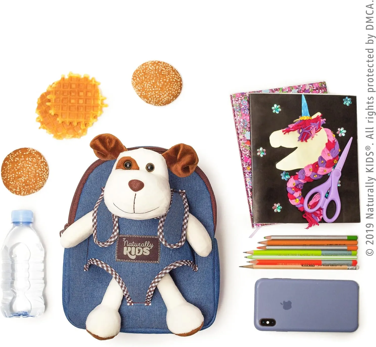 Naturally KIDS Dog Backpack, Dog Toys for Toddlers, Toddler Stuffed Animals Gifts for 2 3 4 5 Year Old Girl Boy