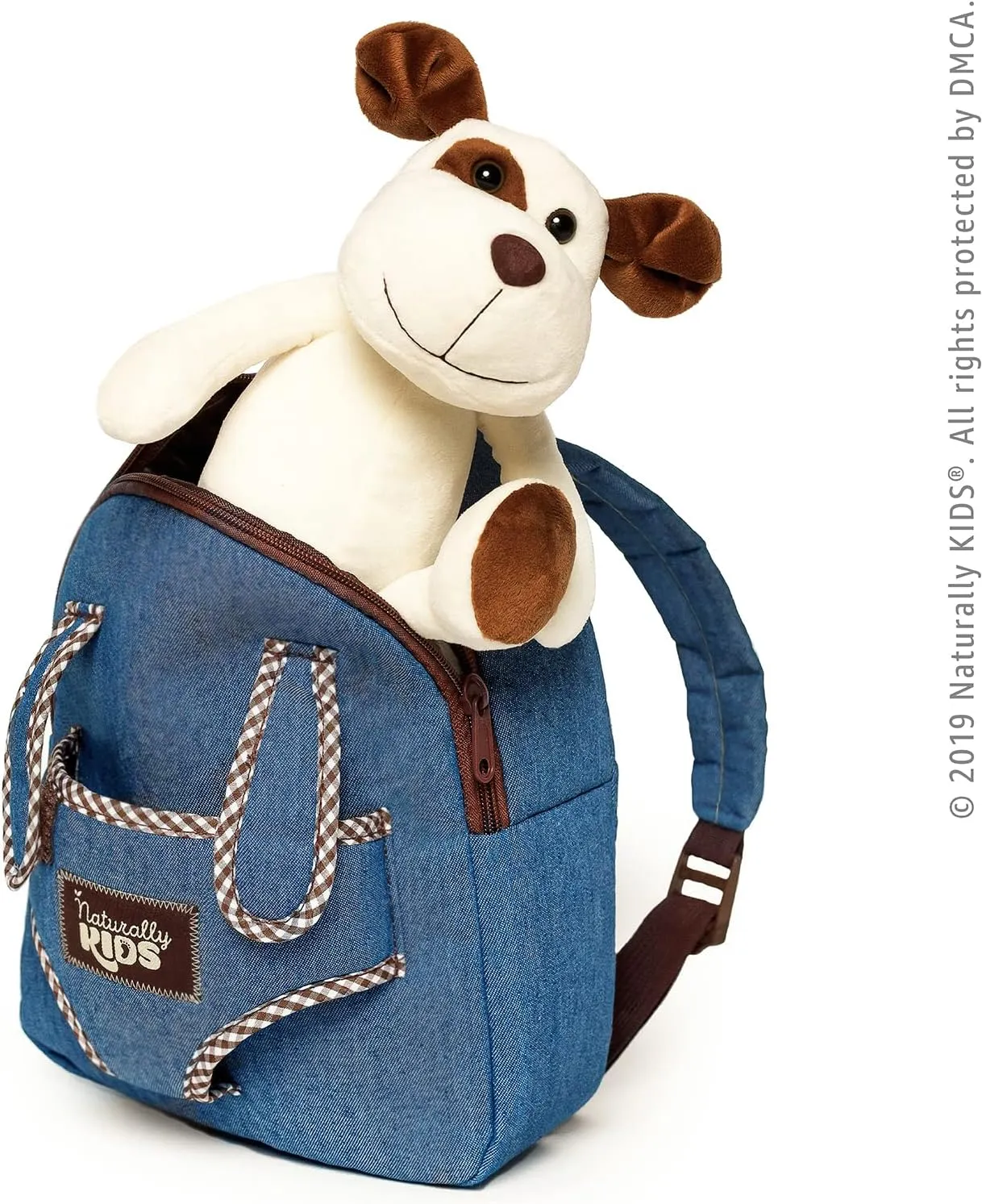 Naturally KIDS Dog Backpack, Dog Toys for Toddlers, Toddler Stuffed Animals Gifts for 2 3 4 5 Year Old Girl Boy