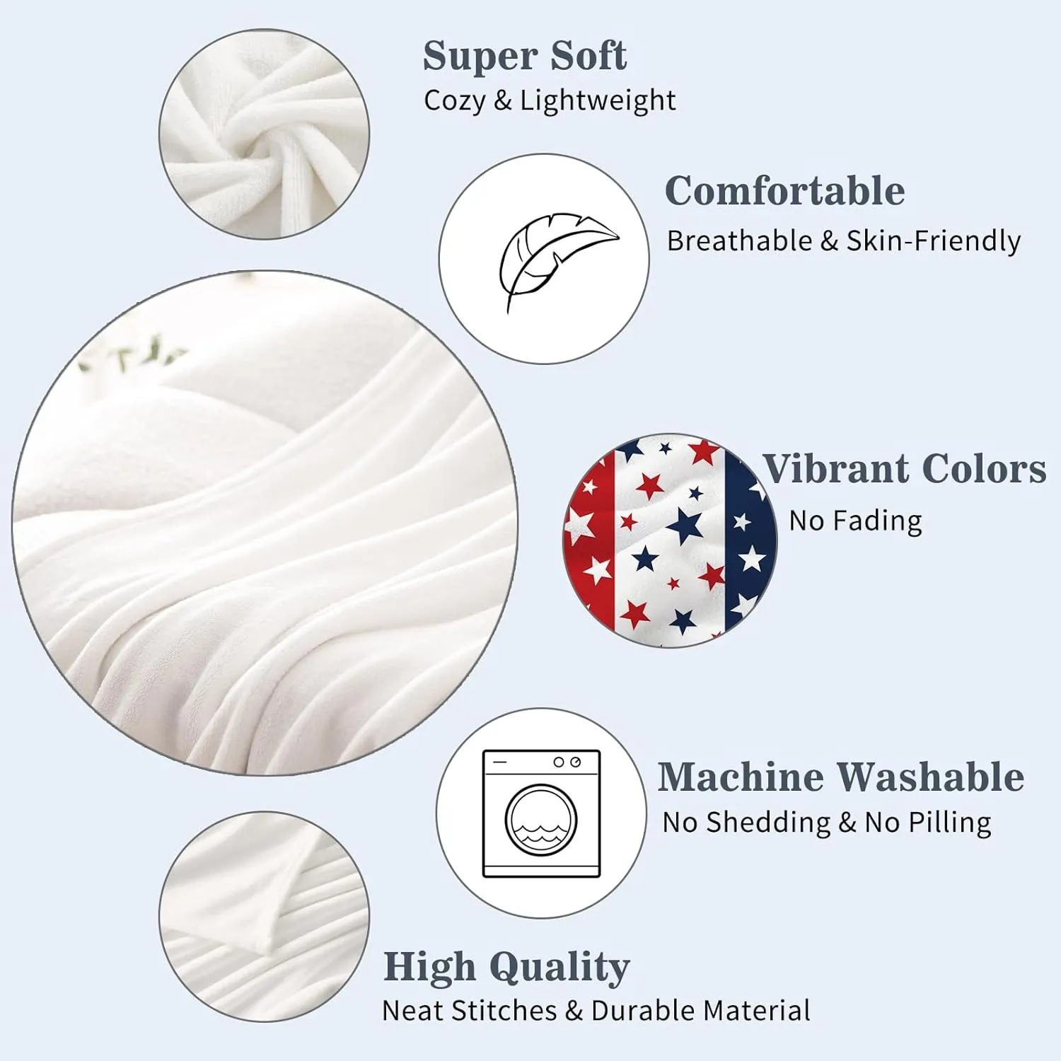 Neatee Living Patriotic Throw Blanket Baby Small 4th of July Memorial Day Fourth of July American Freedom Blanket for Swaddle Toddler Pet Veteran Day Red White Blue Stars Fleece Blanket 30x40
