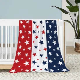 Neatee Living Patriotic Throw Blanket Baby Small 4th of July Memorial Day Fourth of July American Freedom Blanket for Swaddle Toddler Pet Veteran Day Red White Blue Stars Fleece Blanket 30x40