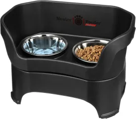 Neater Feeder Deluxe Mess Proof Dog Bowls Elevated for Large Breed  Made in USA  No Spill Raised Dog Food Bowl Stand  Stainless Steel Food and Water Bowl Set, Pet Dish Feeding Station, Black
