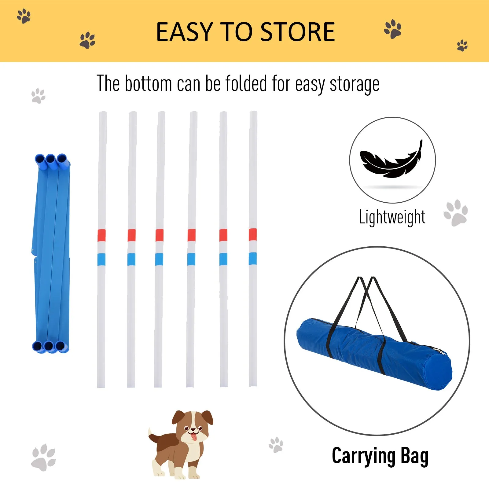 PawHut Dog Weave Pole Set Agility Starter Kit Pet Outdoor Exercise Training Set
