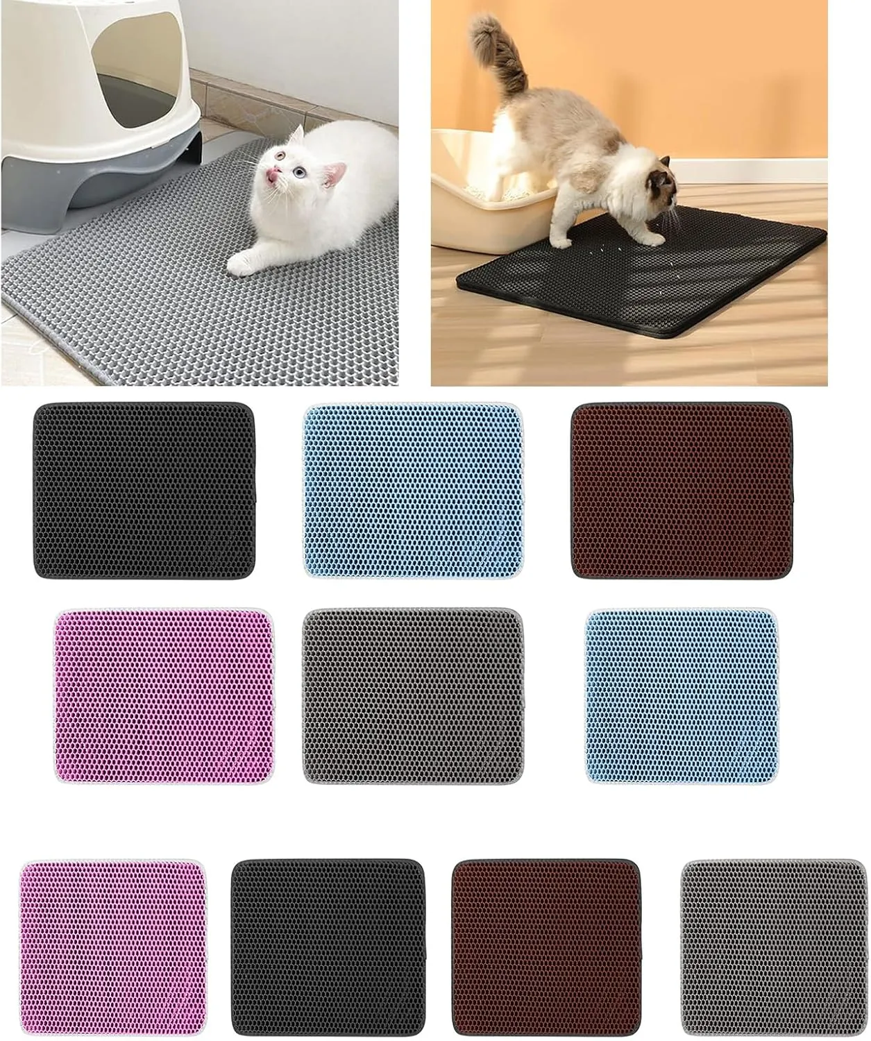 Pet Litter Mat EVA Litter Trapping Mat for Indoor Litter Box Bottom Less Waste
