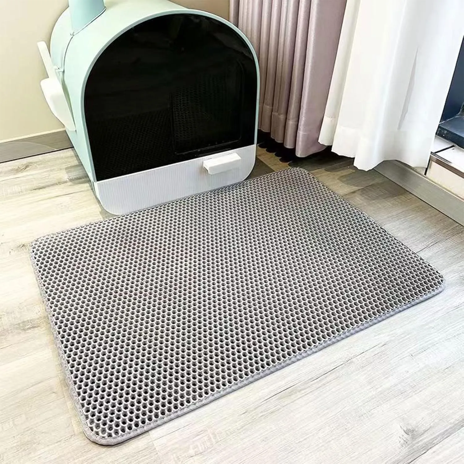 Pet Litter Mat EVA Litter Trapping Mat for Indoor Litter Box Bottom Less Waste