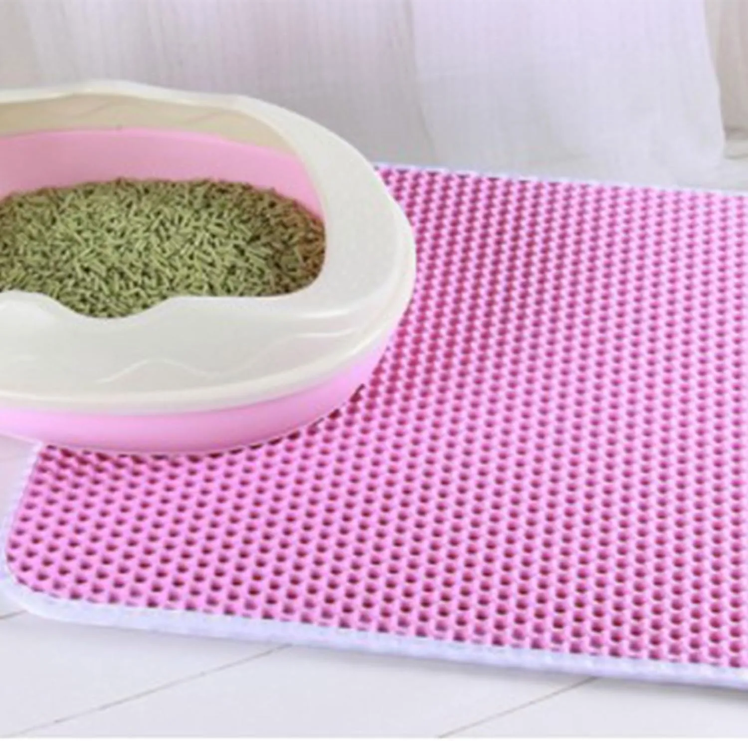 Pet Litter Mat EVA Litter Trapping Mat for Indoor Litter Box Bottom Less Waste