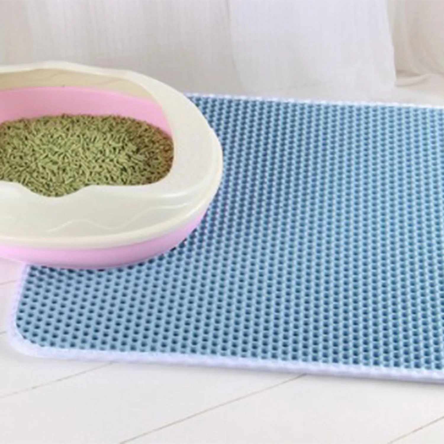 Pet Litter Mat EVA Litter Trapping Mat for Indoor Litter Box Bottom Less Waste