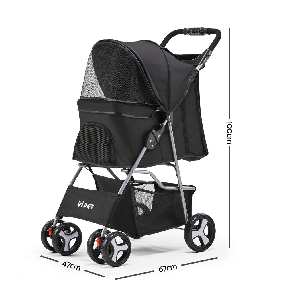 Pet Stroller 4-Wheel, Black