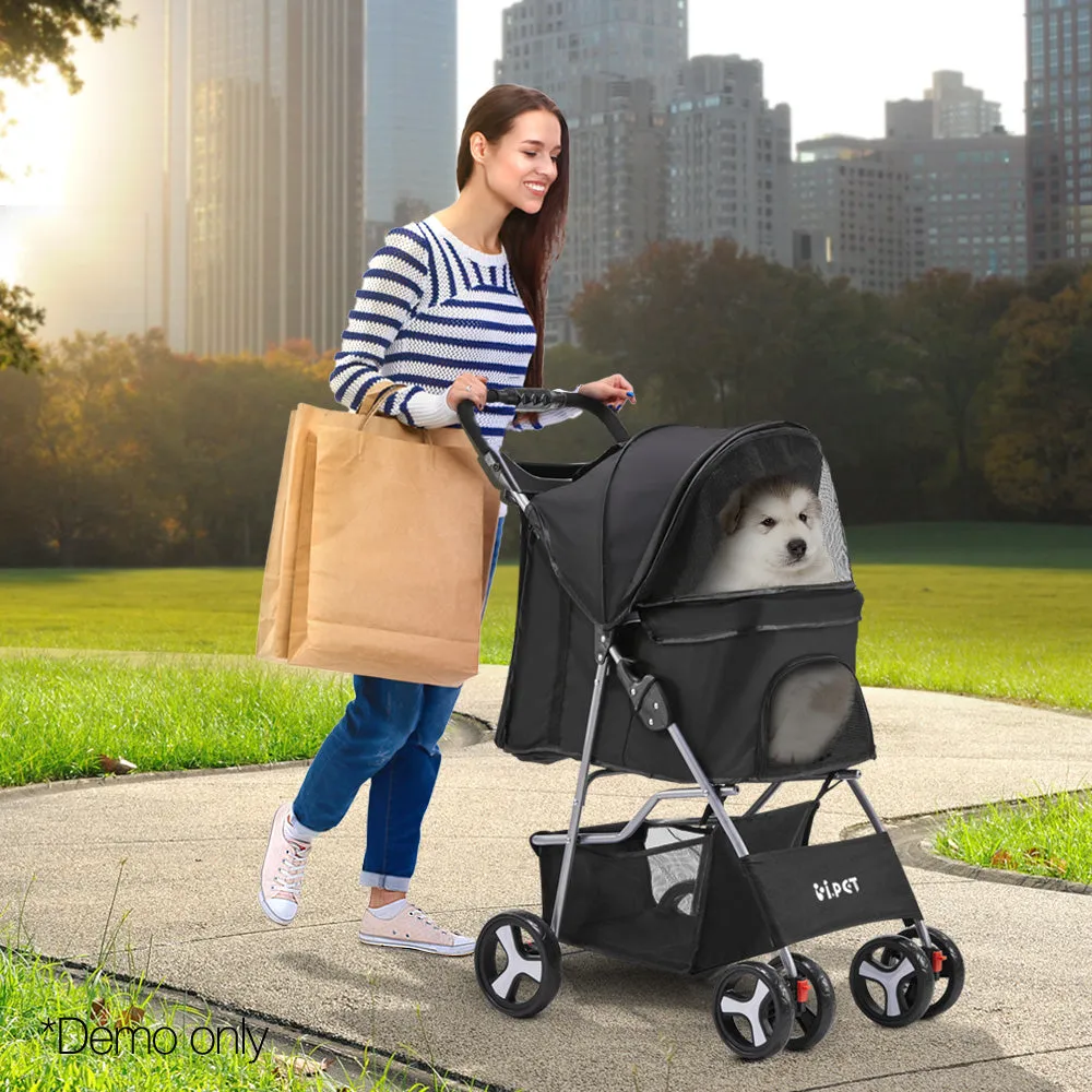 Pet Stroller 4-Wheel, Black