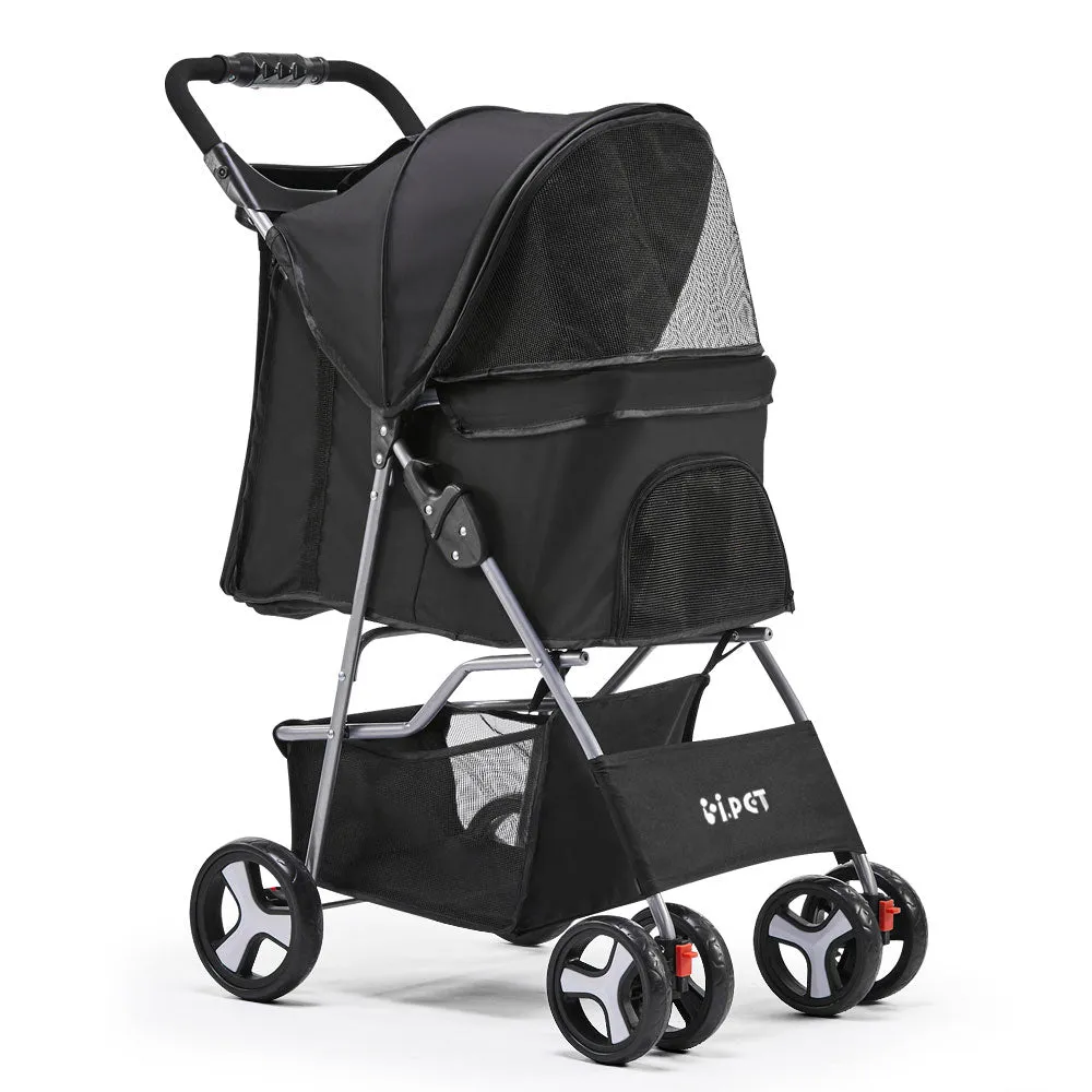 Pet Stroller 4-Wheel, Black