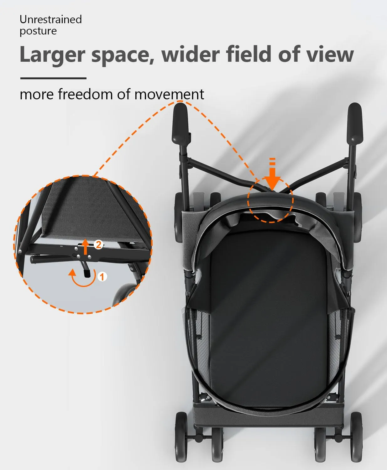 Pet Stroller with 4 Wheels for Small/Medium Pets, Portable Travel Foldable Carrier Jogger for Dog Cat Puppy Kitty, Rear Wheel Breaks, Storage Basket, Visible Mesh with Weather Cover (Black)