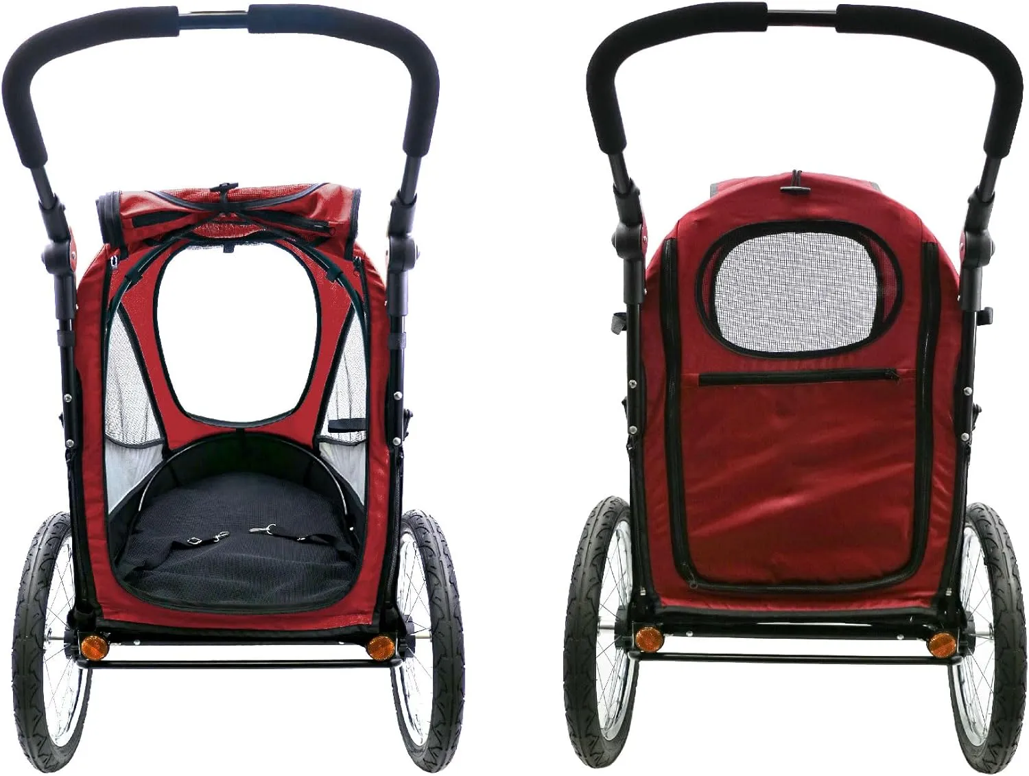 Petique Trailblazer Pet Jogger/Stroller, Bike Trailer, Shock Absorbing Bike Wheels, Large Entry Way, Peek-a-Boo Window, Small/Medium/Large Dogs, Cats and Pets, Supports up to 77LBS - Mars (Red)
