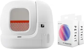 PETKIT Puramax Self-Cleaning Smart Litter Box with 2 Bags PETKIT Water Flushable Cat Litter, Automatic Litter Box with Large Capacity for Multiple Cats, Odor Removal