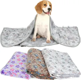 PJYuCien Dog Blankets (Purple/Gray/Brown-Paw, 23x16 inch)