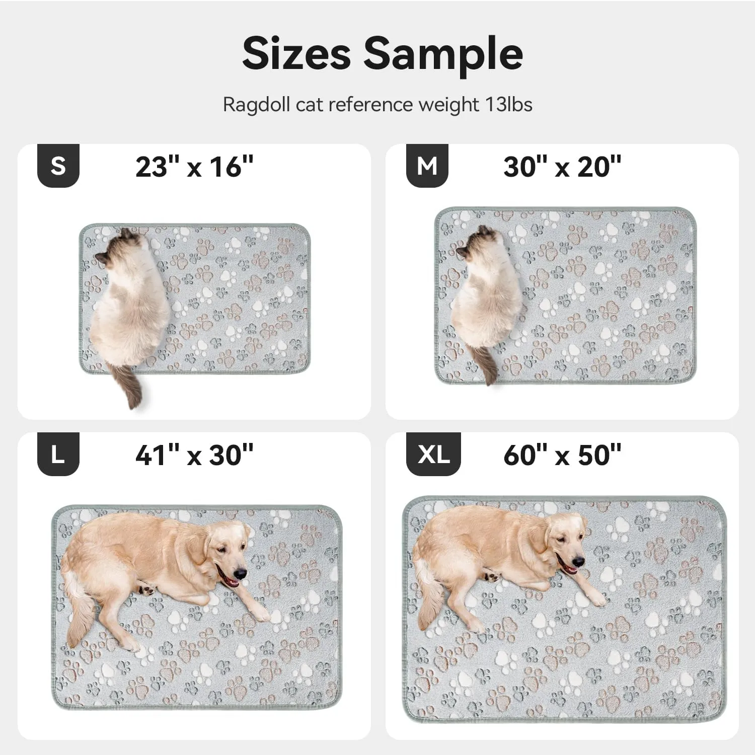 PJYuCien Dog Blankets (Purple/Gray/Brown-Paw, 23x16 inch)