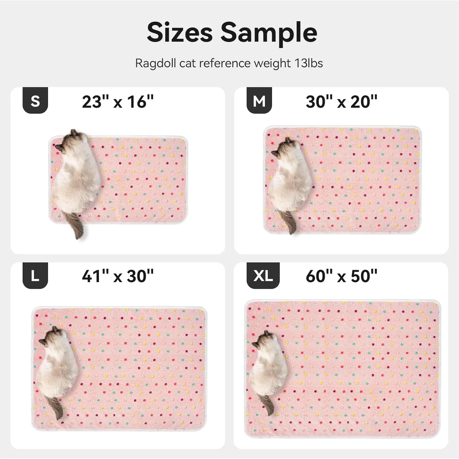 PJYuCien Dog Blankets (White/Yellow/Pink-Polka Dots, 60x50 inch)