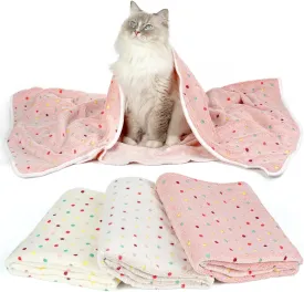 PJYuCien Dog Blankets (White/Yellow/Pink-Polka Dots, 60x50 inch)