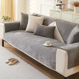 Plush Sofa Cover Washable, Non-Slip Couch Covers, Pet Friendly Couch Mats, Soft Chenille Sofa Covers for Living Room(Dark Gray/36"x36"/Armchair Sofa Cover)