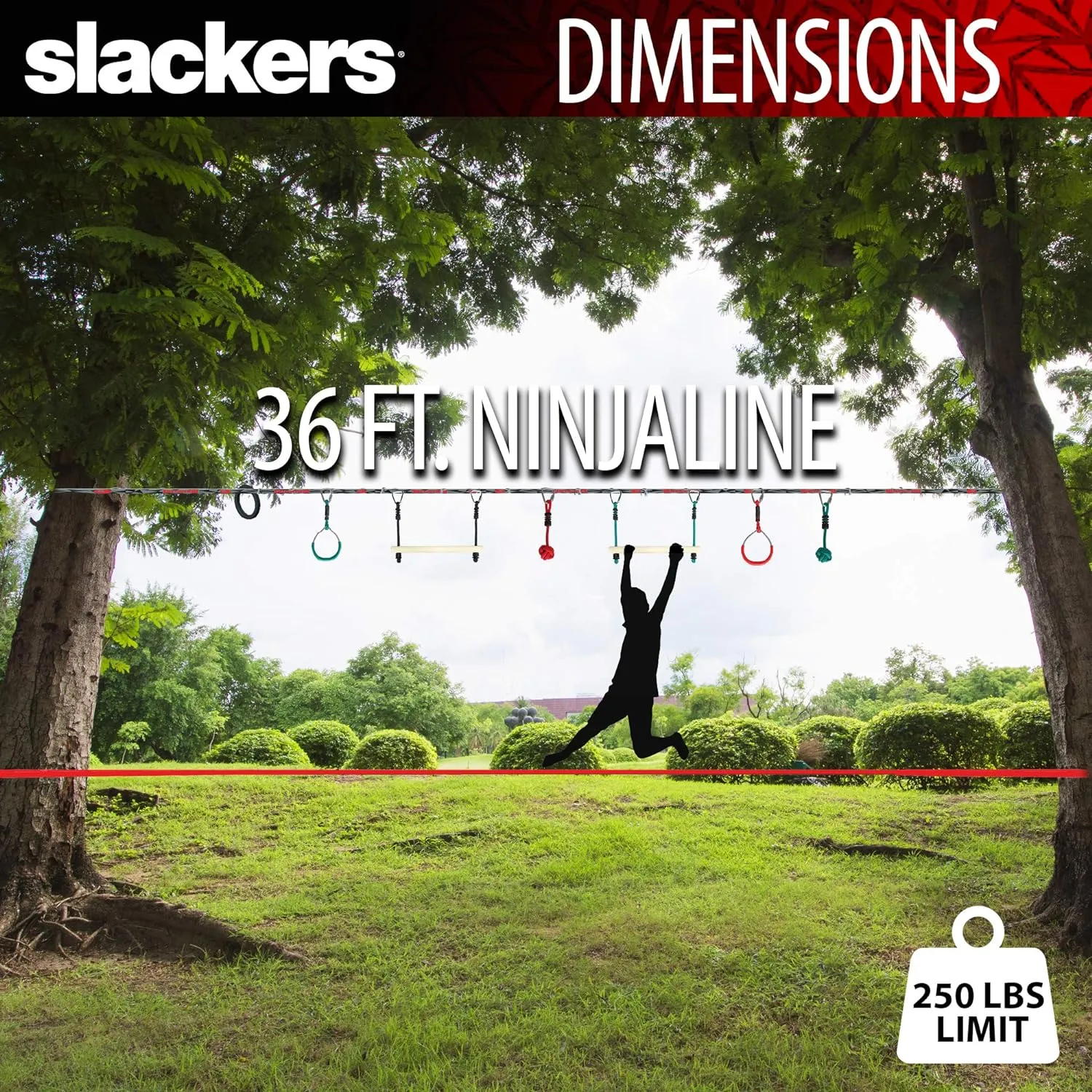 Slackers Ninja Line 36 ft Intro Kit 7 Hanging Obstacles 5yrs 