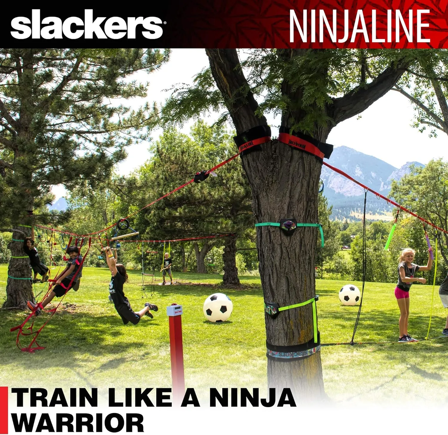 Slackers Ninja Line 36 ft Intro Kit 7 Hanging Obstacles 5yrs 