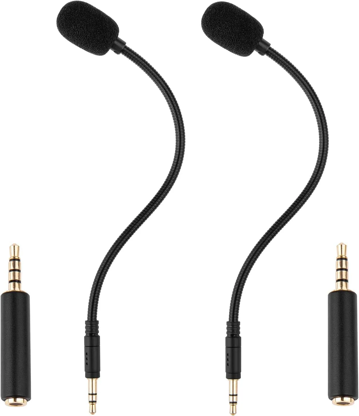 Smays 3.5mm Microphone Replacement for PC, Gaming Headset Turtle Beach, Laptop, Computer, PDP Afterglow AG6, GoPro Insta360 One RS Camera - External Mic Plug-in Gooseneck, 2-Pack