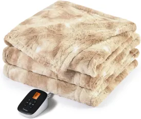 Sunable Heated Electric Blanket - Machine Washable Blanket with Time Settings 10 Heat Settings Full Size 7784 inches Beige - Faux Fur